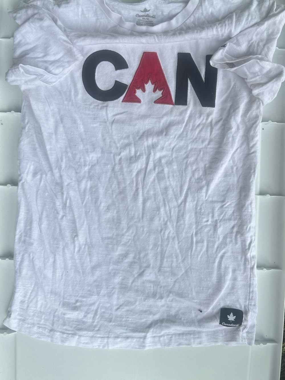 Canadiana White Graphic Short Sleeve Tee - CAN Logo
